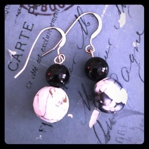 Cremated inspired sterling onyx agate earrings new